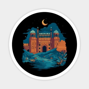 Pakistani cultural illustration with Lahore Fort and Mohenjo-Daro Magnet